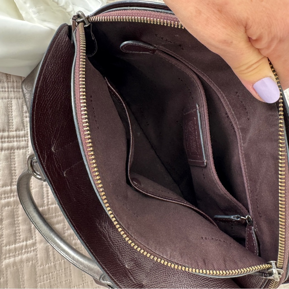Coach Metallic Grey Leather Handbag - Picture 6 of 13